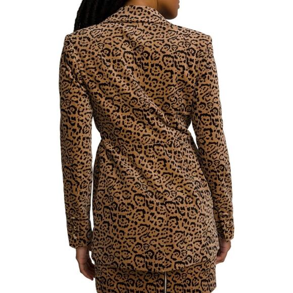 Good American Fit & Flatter Leopard Print Velveteen Blazer in Caramel Leopard, S - Picture 2 of 15